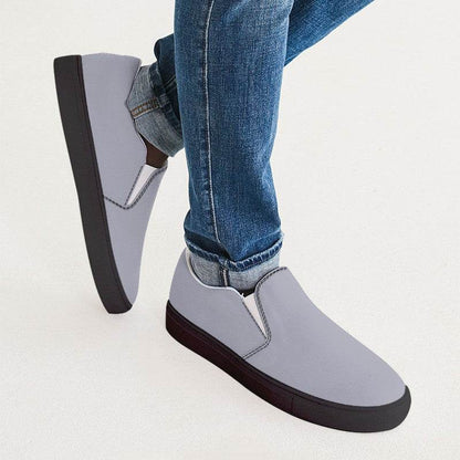 Lavender Gray Men's Slip-On Canvas Sneakers (PUI2-NE-LG) - Man CloseUp