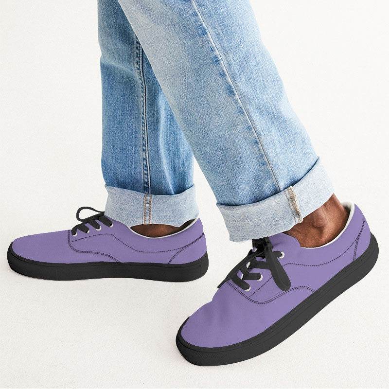 Lavender Men's Canvas Sneakers (PU-ME-LI) - Man CloseUp