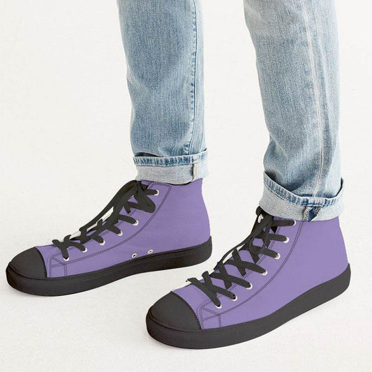 Lavender Men's High-Top Canvas Sneakers (PU-ME-LI) - Man CloseUp