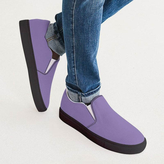 Lavender Men's Slip-On Canvas Sneakers (PU-ME-LI) - Man CloseUp