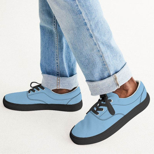 Light Blue Men's Canvas Sneakers (B-ME-LI) - Man CloseUp