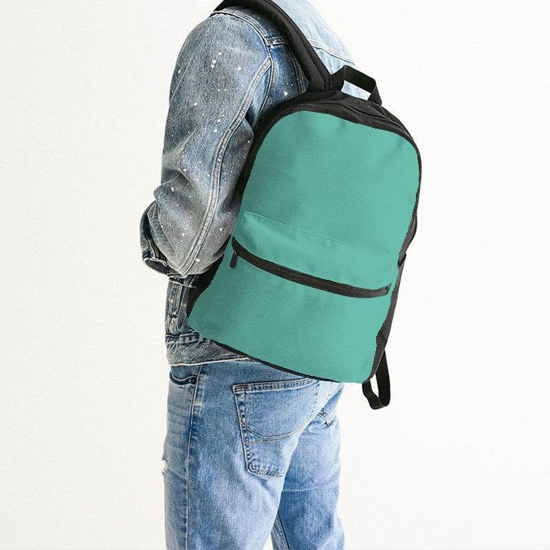 Light Clear Blue-Green Canvas Backpack (BG-CL-LI) - Man Back CloseUp