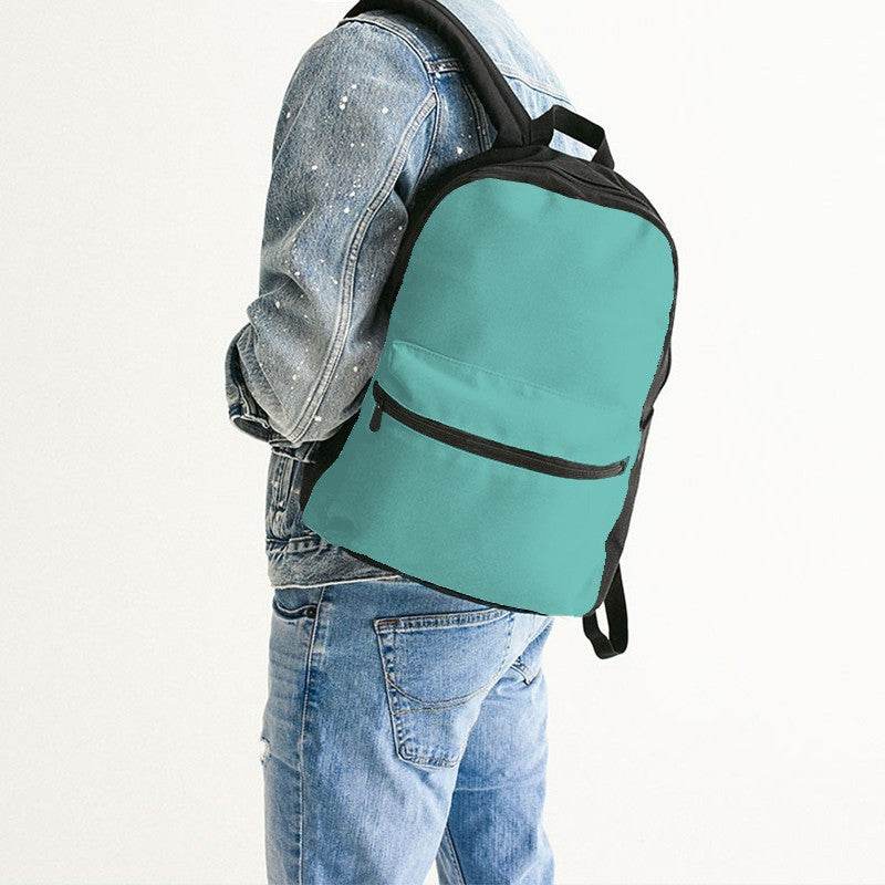 Light Clear Blue-Green Canvas Backpack (CBG3-CL-LI) - Man Back CloseUp