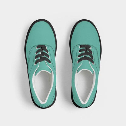 Light Clear Blue-Green Men's Canvas Sneakers (BG-CL-LI) - Top