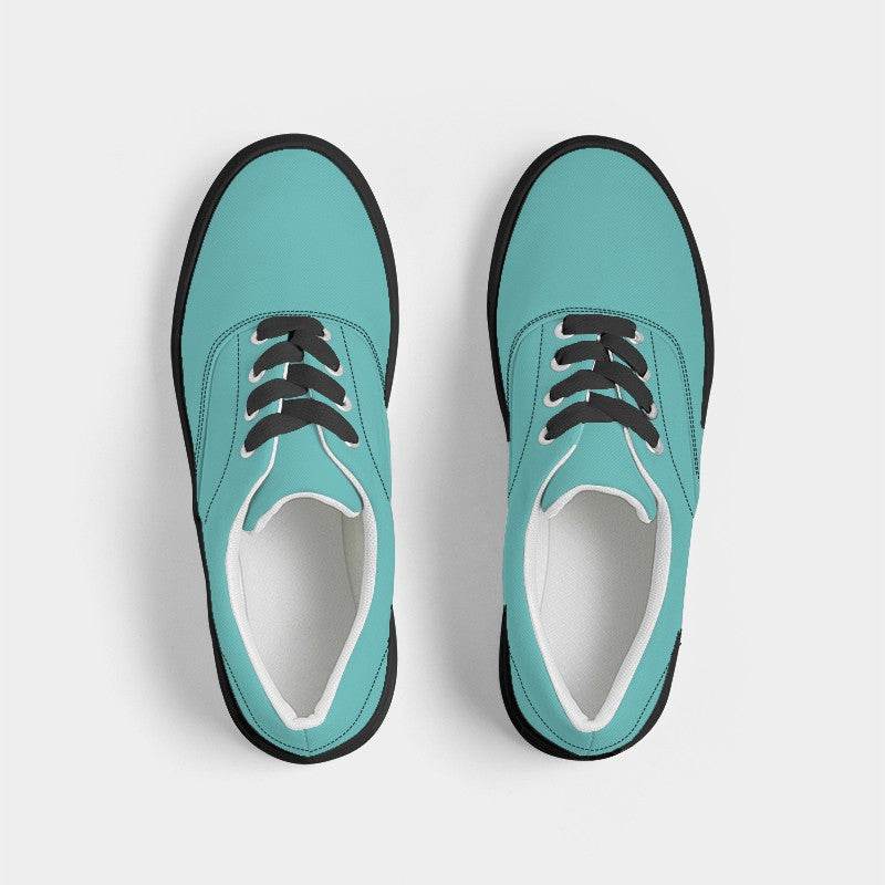 Light Clear Blue-Green Men's Canvas Sneakers (CBG2-CL-LI) - Top