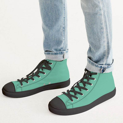 Light Clear Blue-Green Men's High-Top Canvas Sneakers (BGG1-CL-LI) - Man CloseUp
