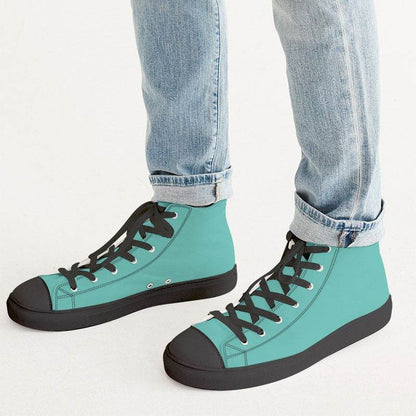 Light Clear Blue-Green Men's High-Top Canvas Sneakers (CBG3-CL-LI) - Man CloseUp