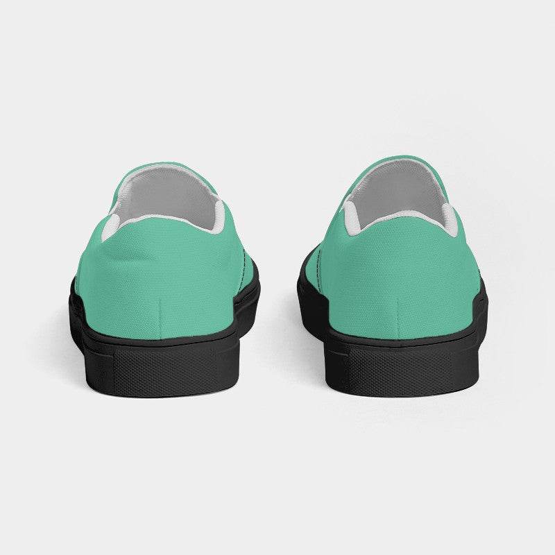 Light Clear Blue-Green Men's Slip-On Canvas Sneakers (BGG1-CL-LI) - Back