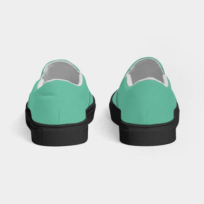 Light Clear Blue-Green Men's Slip-On Canvas Sneakers (BGG1-CL-LI) - Back