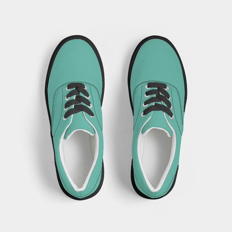 Light Clear Blue-Green Women's Canvas Sneakers (BG-CL-LI) - Top