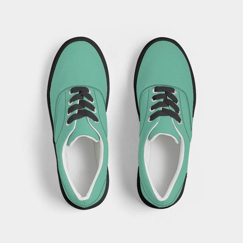 Light Clear Blue-Green Women's Canvas Sneakers (BGG1-CL-LI) - Top
