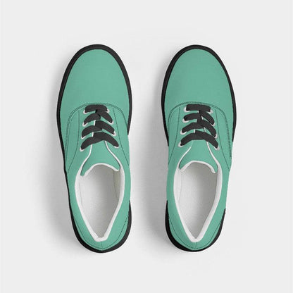 Light Clear Blue-Green Women's Canvas Sneakers (BGG1-CL-LI) - Top