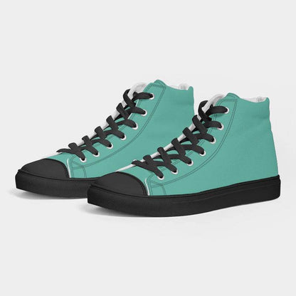 Light Clear Blue-Green Women's High-Top Canvas Sneakers (BG-CL-LI) - Side 3
