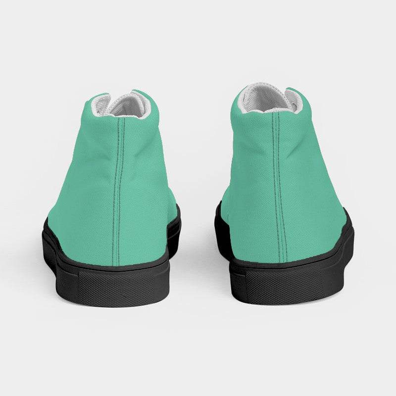 Light Clear Blue-Green Women's High-Top Canvas Sneakers (BGG1-CL-LI) - Back