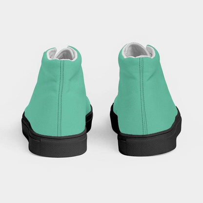 Light Clear Blue-Green Women's High-Top Canvas Sneakers (BGG1-CL-LI) - Back