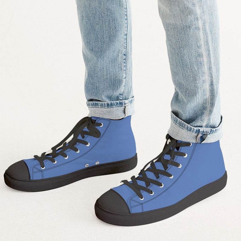 Light Clear Blue Men's High-Top Canvas Sneakers (IB1-CL-LI) - Man CloseUp