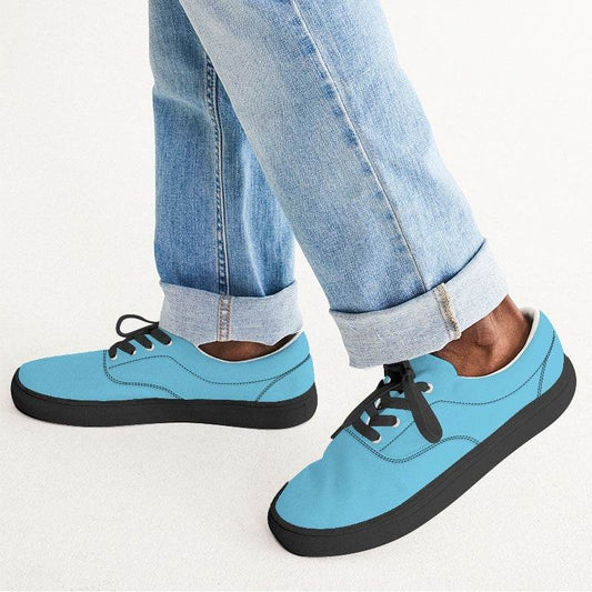 Light Clear Cyan Men's Canvas Sneakers (BC2-CL-LI) - Man CloseUp