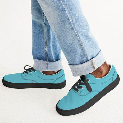 Light Clear Cyan Men's Canvas Sneakers (C-CL-LI) - Man CloseUp