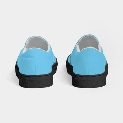 Light Clear Cyan Men's Slip-On Canvas Sneakers (BC2-CL-LI) - Back