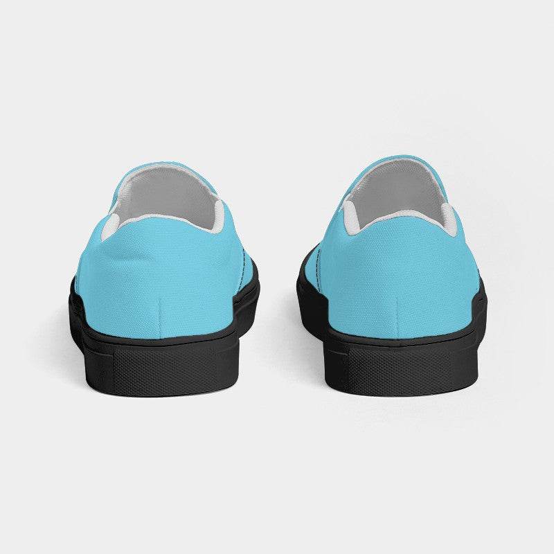 Light Clear Cyan Men's Slip-On Canvas Sneakers (BC3-CL-LI) - Back