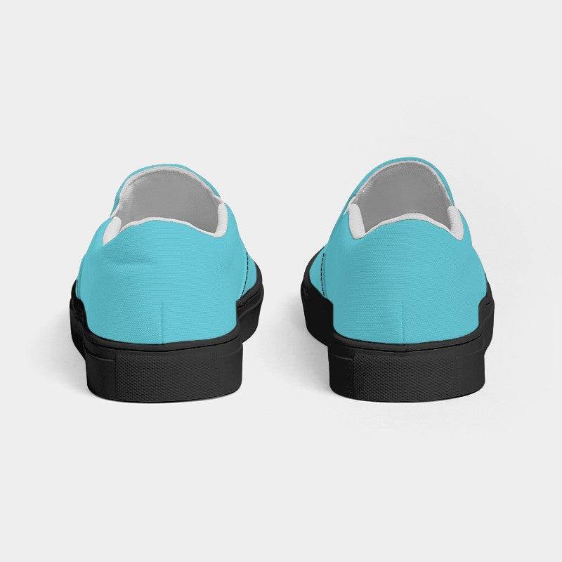 Light Clear Cyan Men's Slip-On Canvas Sneakers (C-CL-LI) - Back