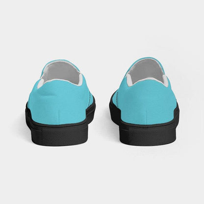 Light Clear Cyan Men's Slip-On Canvas Sneakers (C-CL-LI) - Back