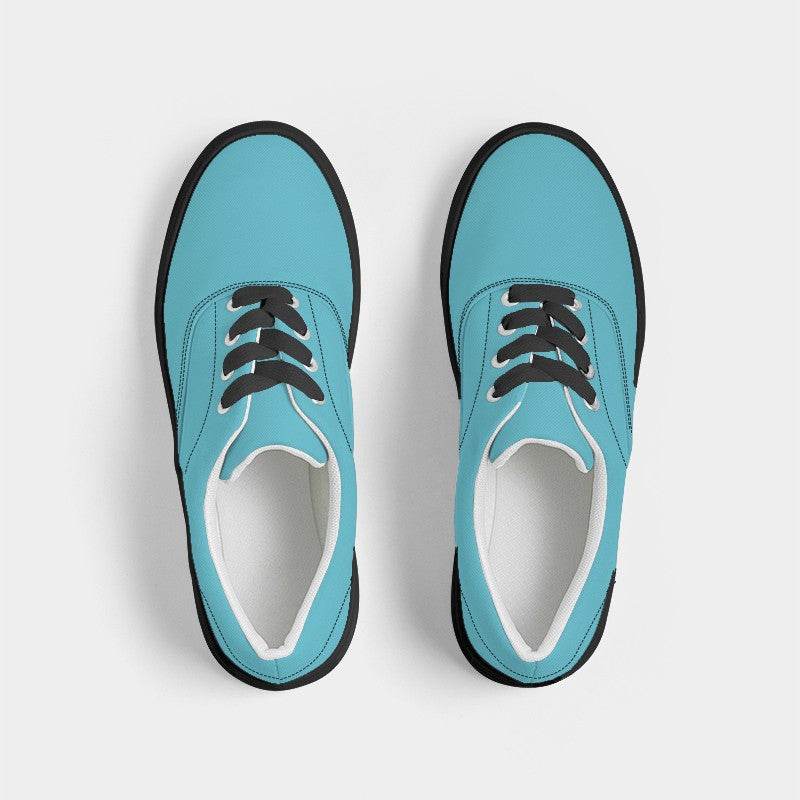 Light Clear Cyan Women's Canvas Sneakers (C-CL-LI) - Top