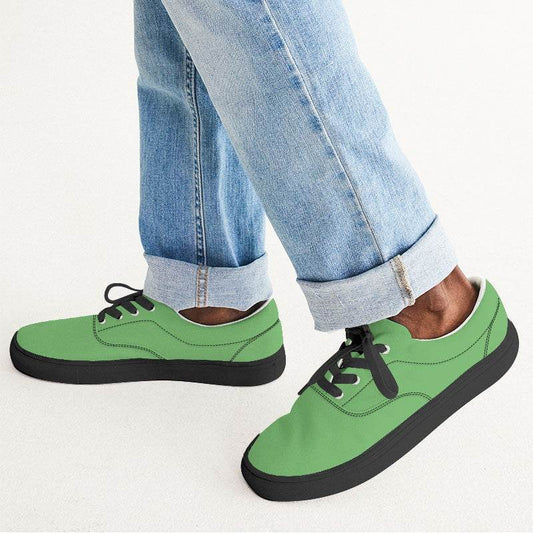Light Clear Green Men's Canvas Sneakers (GL1-CL-LI) - Man CloseUp
