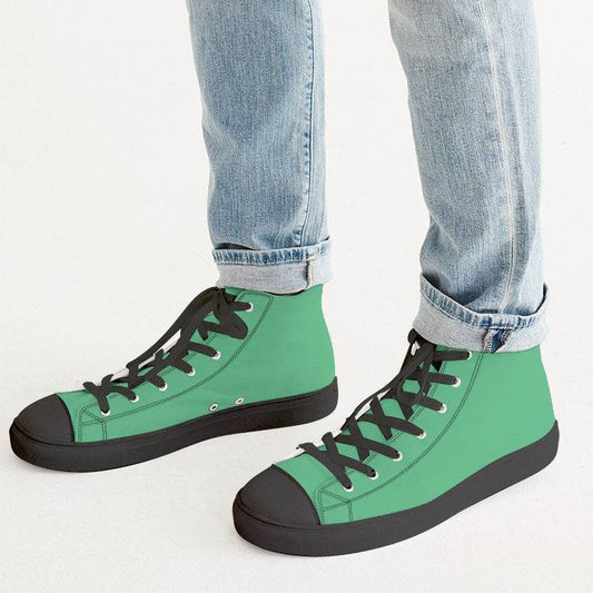 Light Clear Green Men's High-Top Canvas Sneakers (BGG3-CL-LI) - Man CloseUp