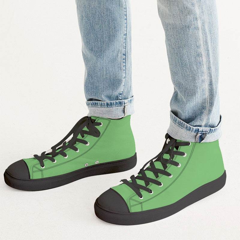 Light Clear Green Men's High-Top Canvas Sneakers (GL1-CL-LI) - Man CloseUp