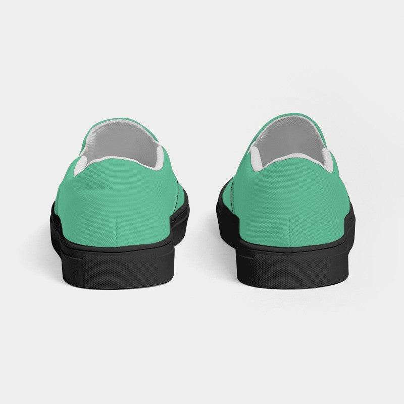 Light Clear Green Men's Slip-On Canvas Sneakers (BGG2-CL-LI) - Back