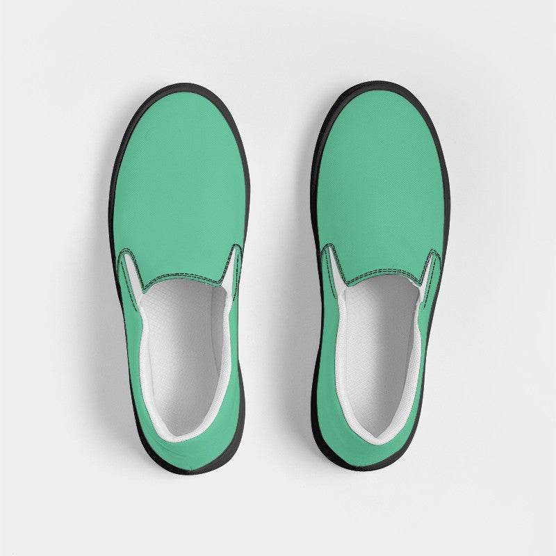 Light Clear Green Men's Slip-On Canvas Sneakers (BGG2-CL-LI) - Top