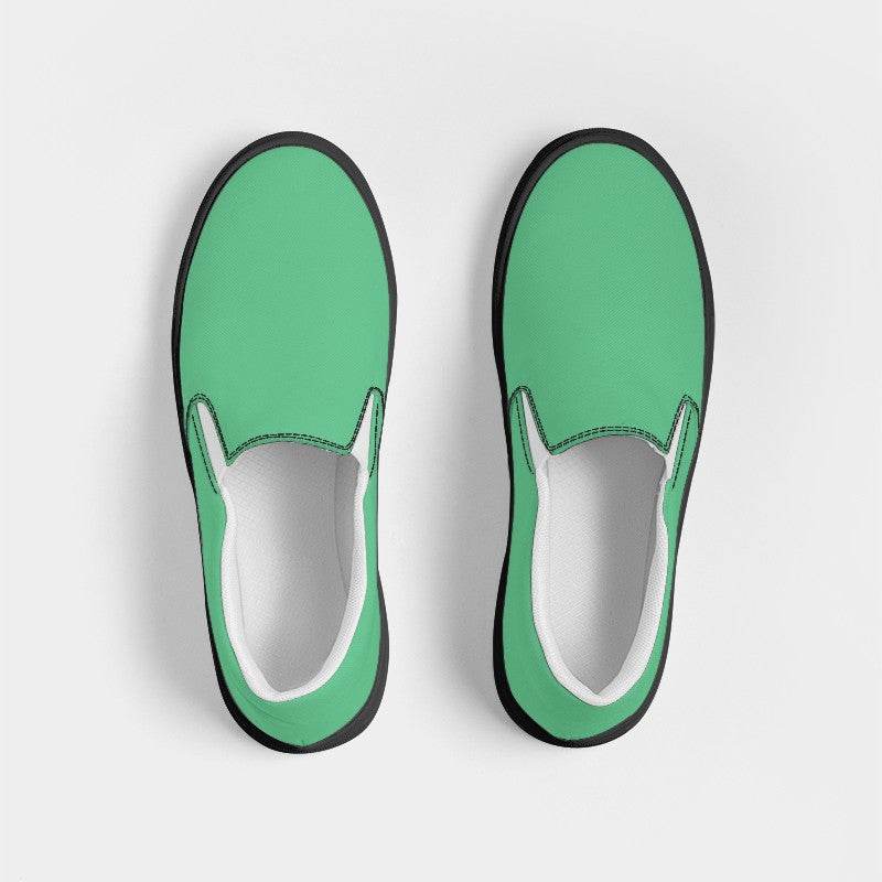 Light Clear Green Men's Slip-On Canvas Sneakers (BGG3-CL-LI) - Top