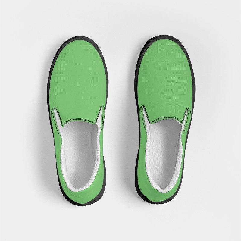 Light Clear Green Men's Slip-On Canvas Sneakers (GL1-CL-LI) - Top
