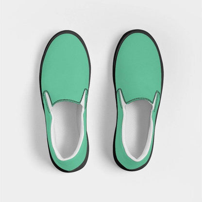 Light Clear Green Women's Slip-On Canvas Sneakers (BGG2-CL-LI) - Top
