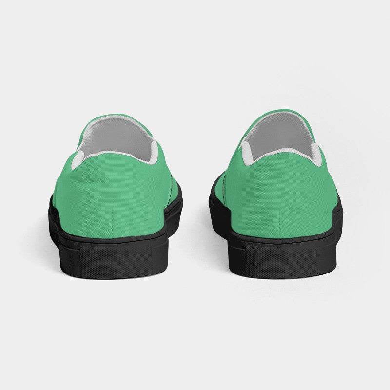 Light Clear Green Women's Slip-On Canvas Sneakers (BGG3-CL-LI) - Back