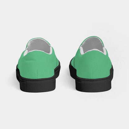 Light Clear Green Women's Slip-On Canvas Sneakers (BGG3-CL-LI) - Back