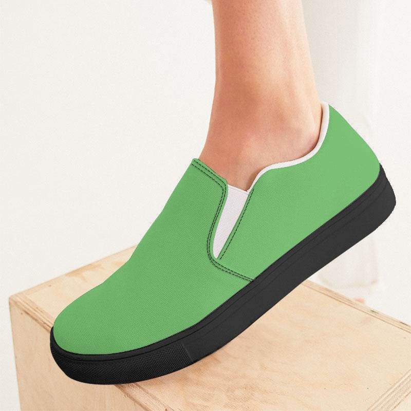 Light Clear Green Women's Slip-On Canvas Sneakers (GL1-CL-LI) - Woman CloseUp