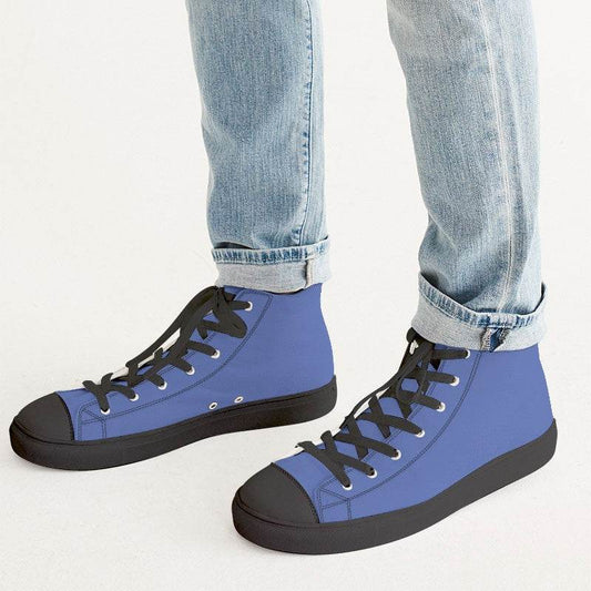 Light Clear Indigo Men's High-Top Canvas Sneakers (I-CL-LI) - Man CloseUp