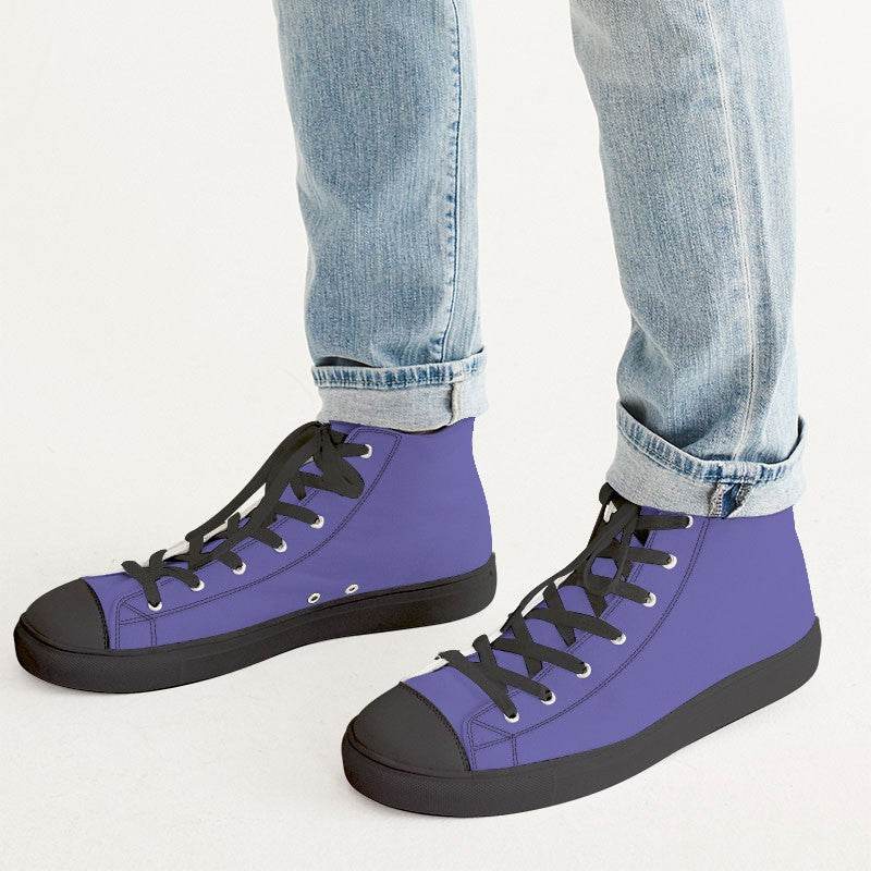 Light Clear Indigo Men's High-Top Canvas Sneakers (PUI2-CL-LI) - Man CloseUp
