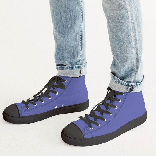 Light Clear Indigo Men's High-Top Canvas Sneakers (PUI3-CL-LI) - Man CloseUp