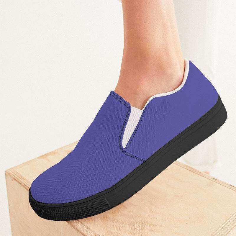 Light Clear Indigo Women's Slip-On Canvas Sneakers (PUI2-CL-LI) - Woman CloseUp