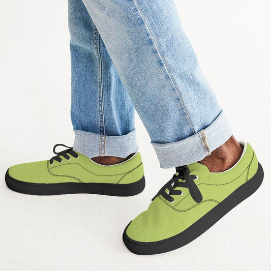 Light Clear Lime Men's Canvas Sneakers (L-CL-LI) - Man CloseUp