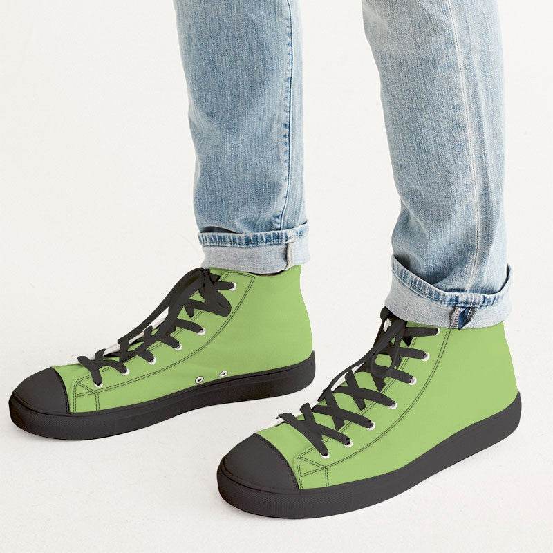 Light Clear Lime Men's High-Top Canvas Sneakers (GL3-CL-LI) - Man CloseUp