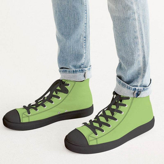 Light Clear Lime Men's High-Top Canvas Sneakers (GL3-CL-LI) - Man CloseUp