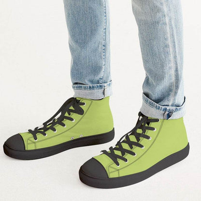 Light Clear Lime Men's High-Top Canvas Sneakers (L-CL-LI) - Man CloseUp