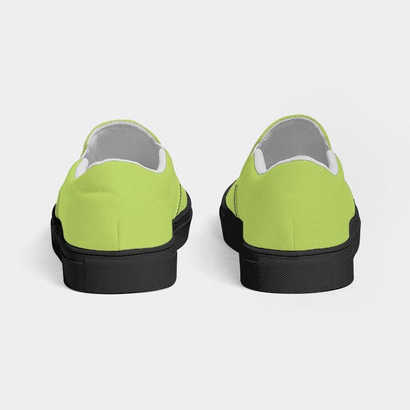 Light Clear Lime Men's Slip-On Canvas Sneakers (L-CL-LI) - Back