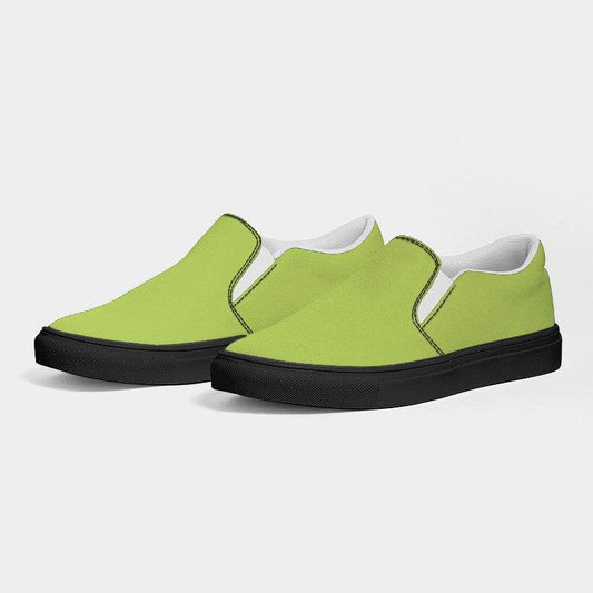 Light Clear Lime Men's Slip-On Canvas Sneakers (L-CL-LI) - Side 3