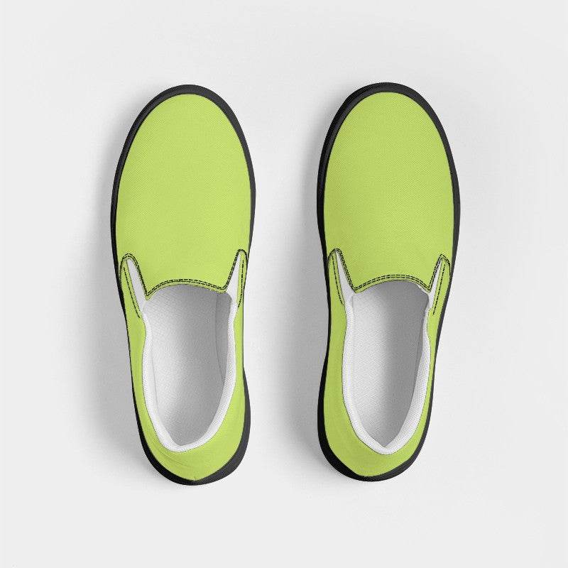 Light Clear Lime Men's Slip-On Canvas Sneakers (L-CL-LI) - Top