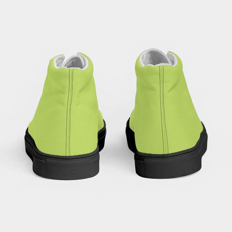 Light Clear Lime Women's High-Top Canvas Sneakers (L-CL-LI) - Back